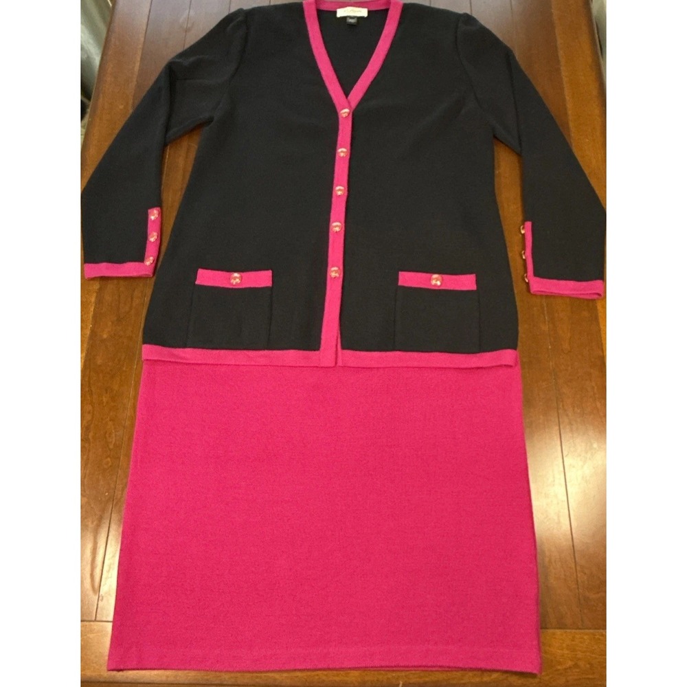 BEAUTIFUL St. John Collection Knit Suit Cardigan (XL) Pencil Skirt (Size 16)